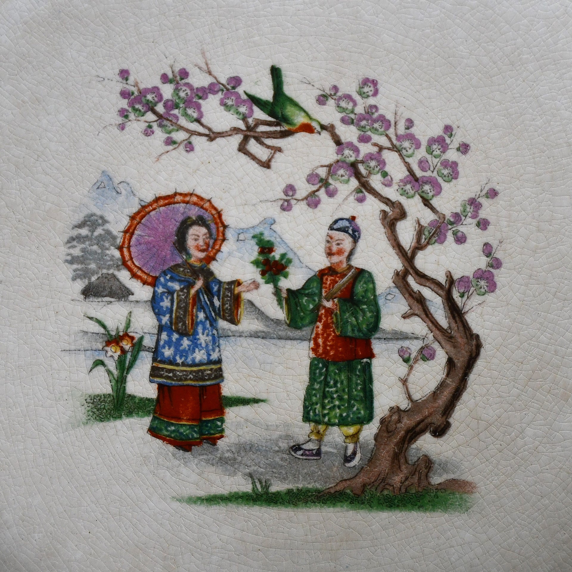 Фаянсово плато Chinoiserie - Кузнецов, Русия, край XIX - начало XX век (092108261824)