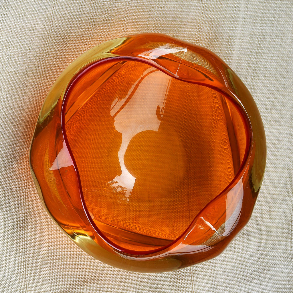 Винтидж пепелник Murano, сомерсо техника, амбър, 60-те год. (090608261726)