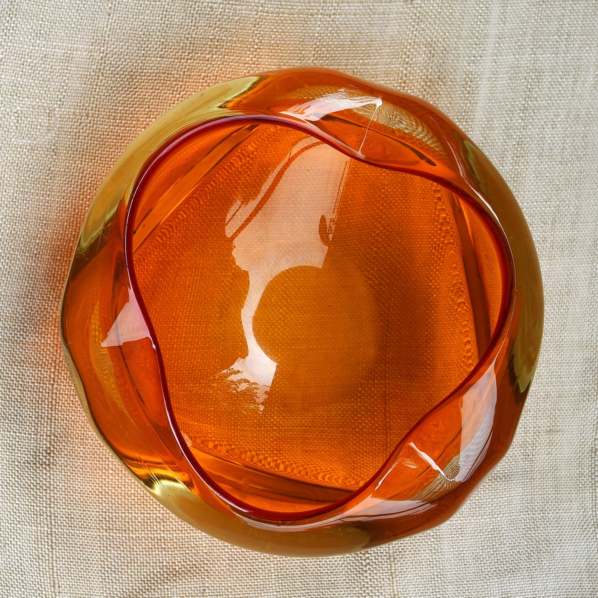 Винтидж пепелник Murano, сомерсо техника, амбър, 60-те год. (090608261726)