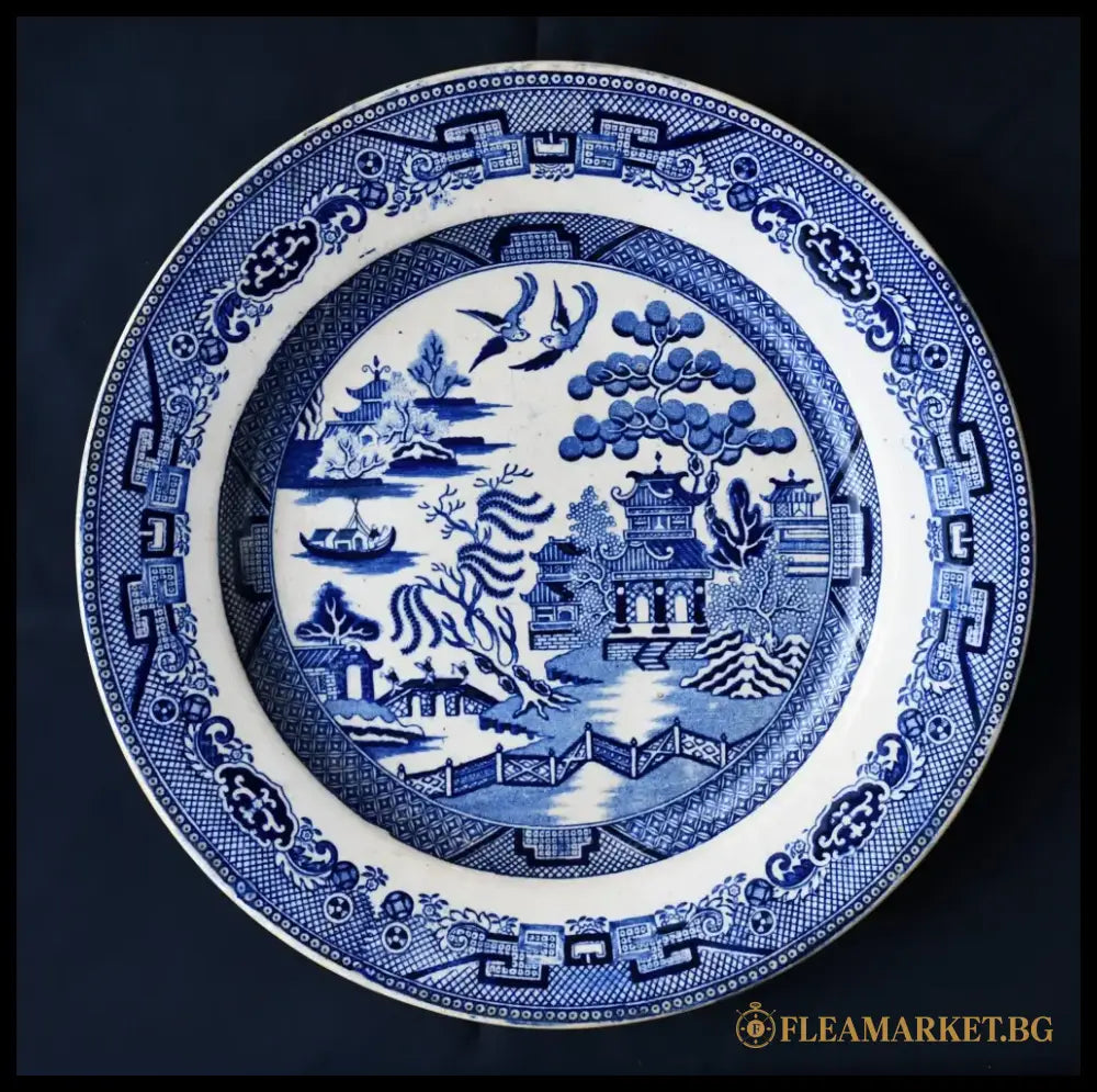 Антична викторианска чиния ’Blue Willow’ - antique