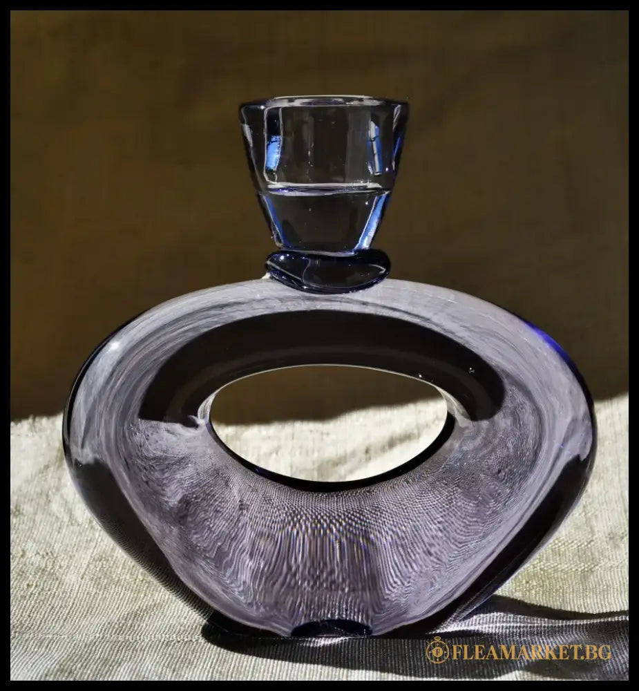 Авторски свещник от неодимиево стъкло - antique