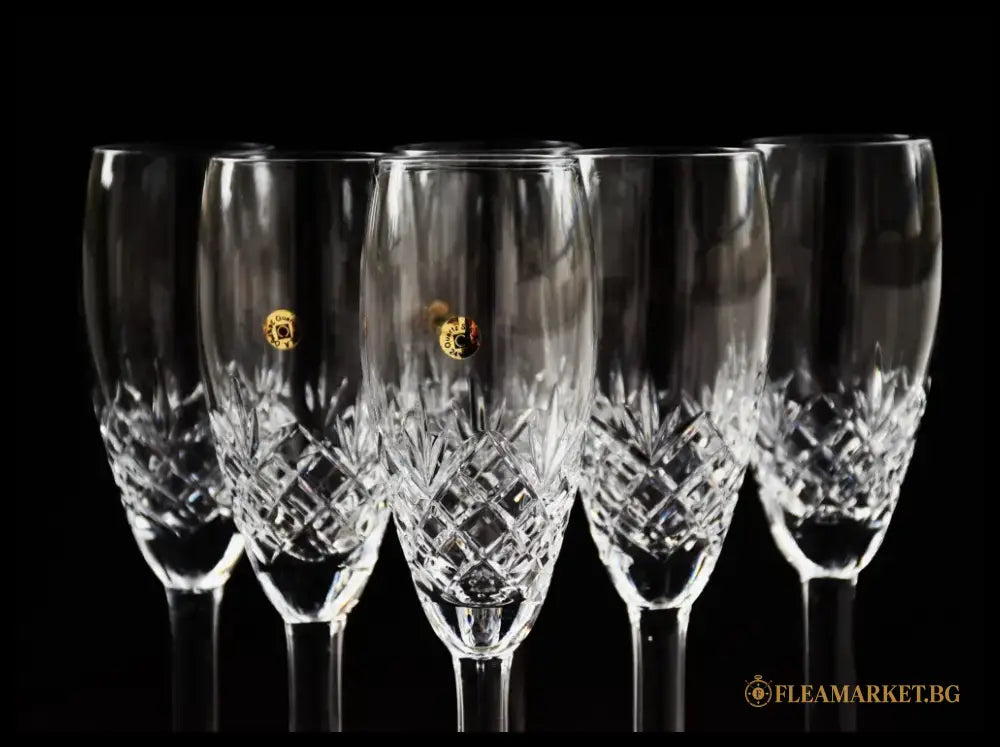 Чаши за шампанско - пълен сет (6) ’Кварц’ - Сливен - antique