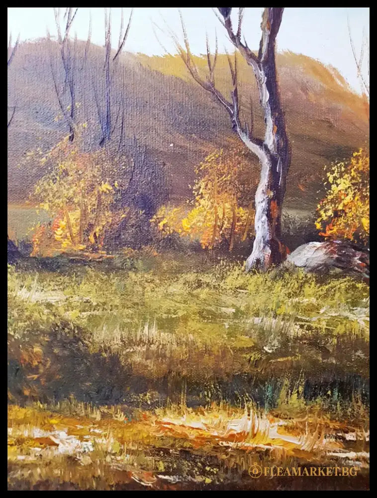 Есенен пейзаж с река- масло от S. Marlo (1122) - Картина
