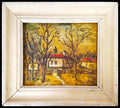Есенен пейзаж със стари къщи, масло от неизвестен автор (1072) - Картина