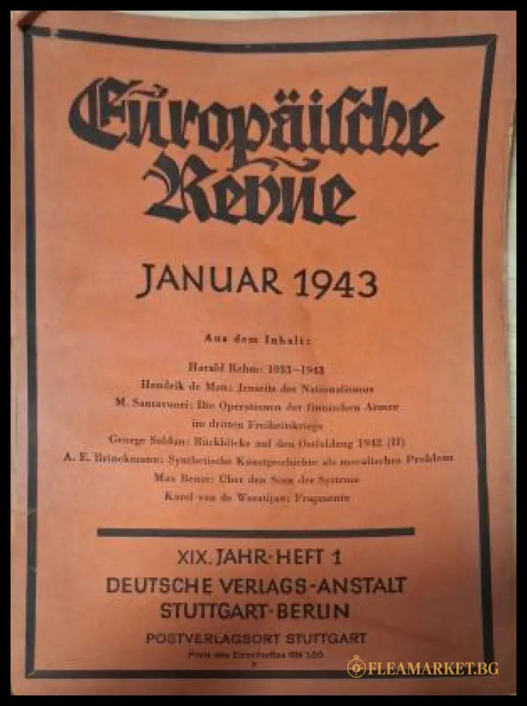 Europäische Revue Heft 1 Januar 1943 - корица