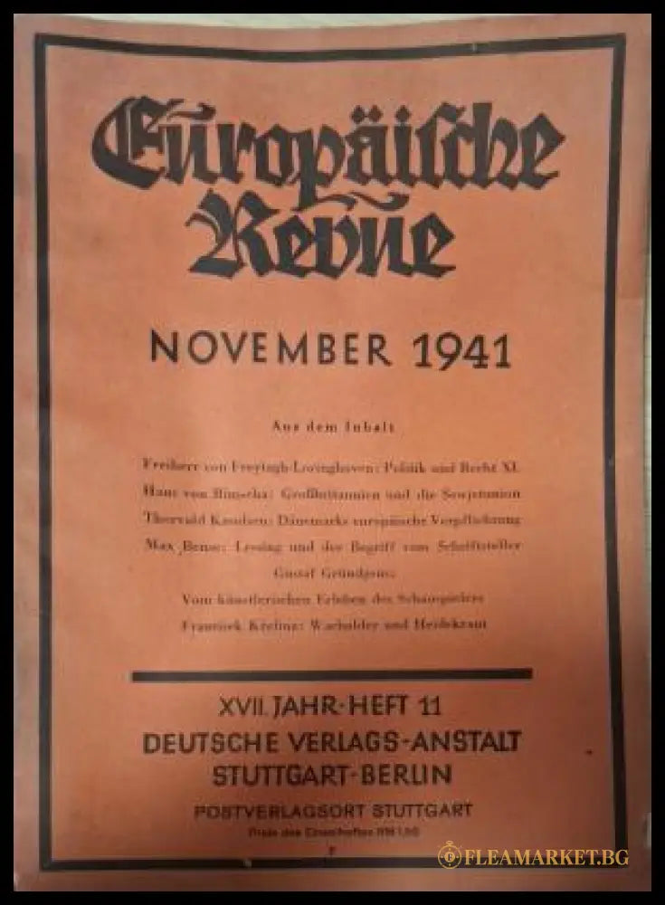 Europäische Revue Heft 11 November 1941 - корица