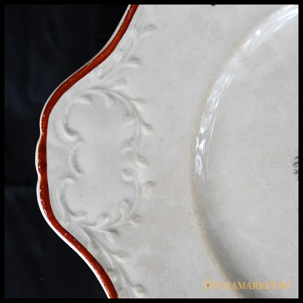 Фаянсово плато Chinoiserie - Кузнецов Русия край XIX - начало XX век (092108261824) - Порцеланов предмет