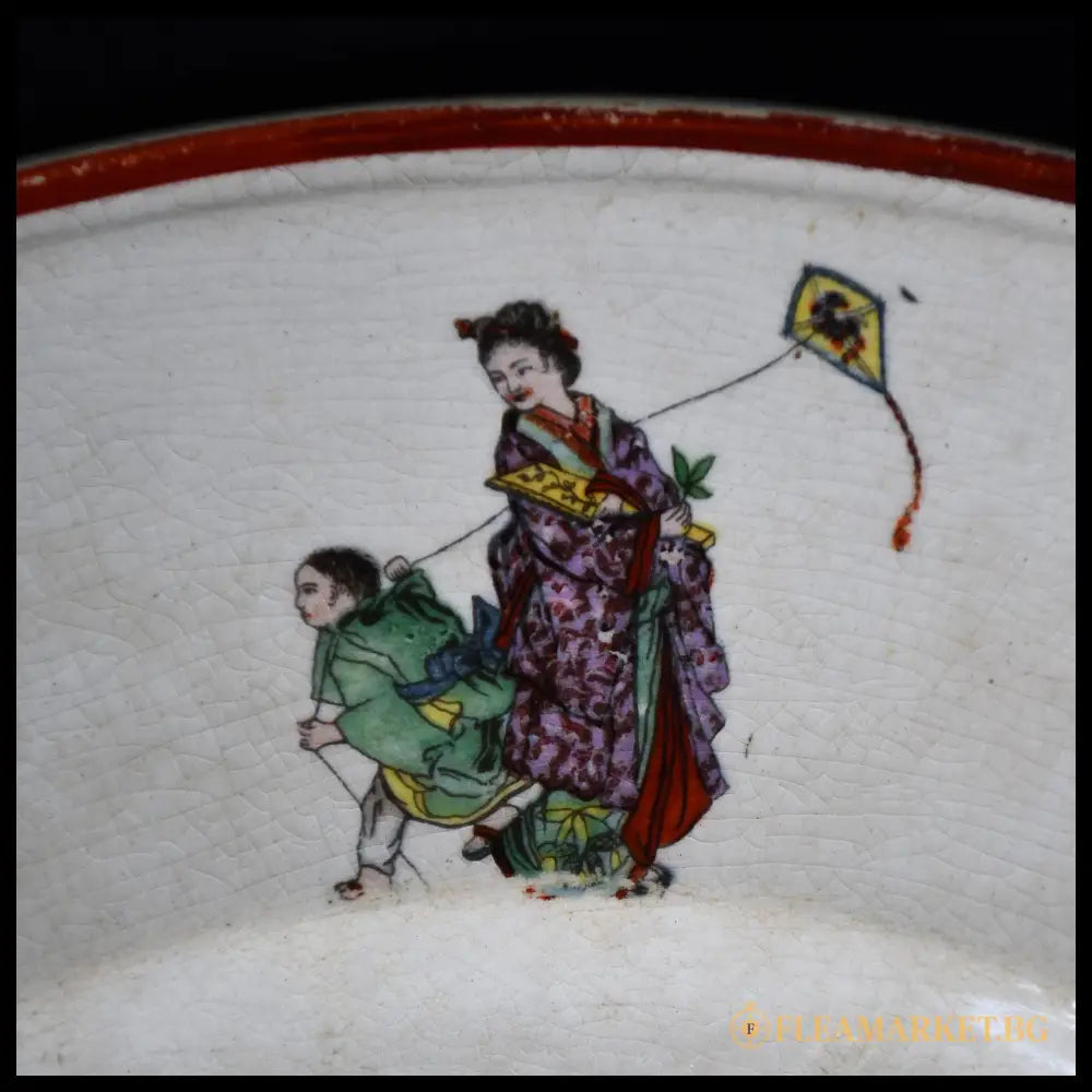 Фаянсово плато Chinoiserie - Кузнецов Русия край XIX - начало XX век (092108261824) - Порцеланов предмет