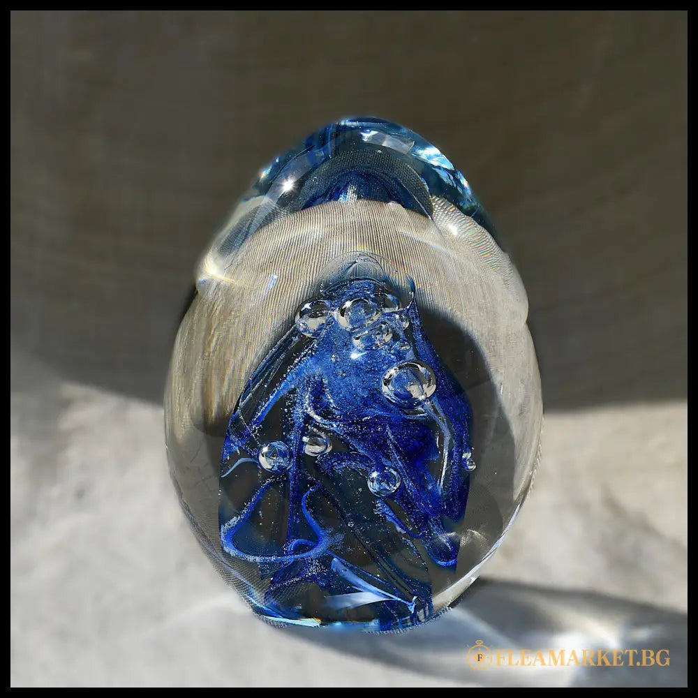 Glass Magic - голямо стъклено яйце / преспапие Бохемия (092107261505) - Антикварен предмет