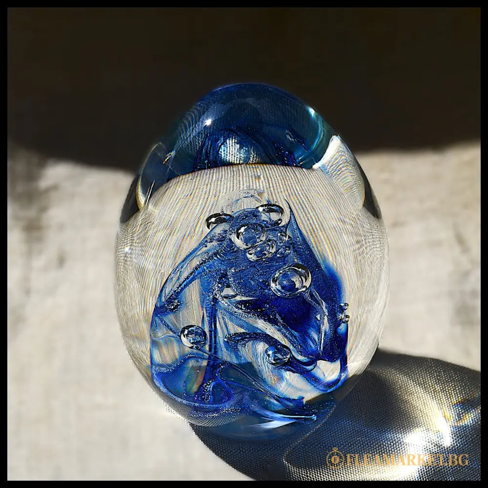 Glass Magic - голямо стъклено яйце / преспапие Бохемия (092107261505) - Антикварен предмет