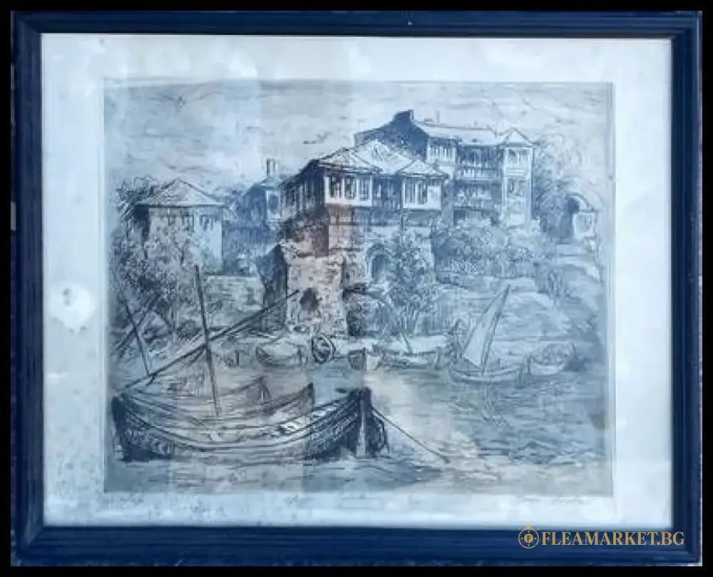 Картина акварел хартия в рамка - antique