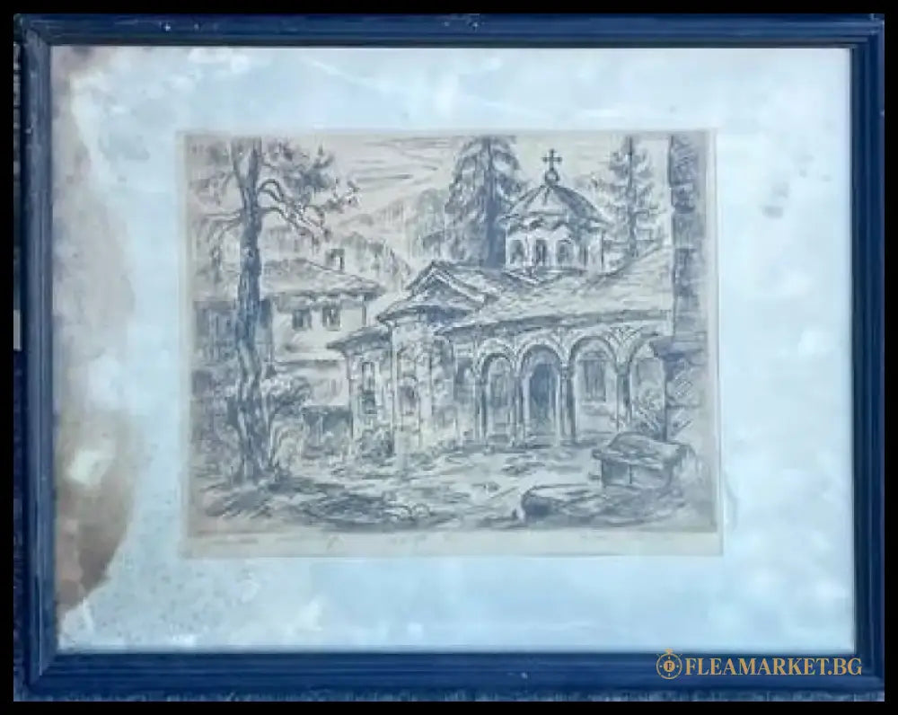 Картина акварел хартия в рамка - antique