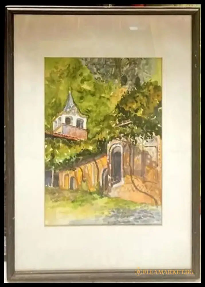 Картина акварел,картон в рамка (809) - Картина
