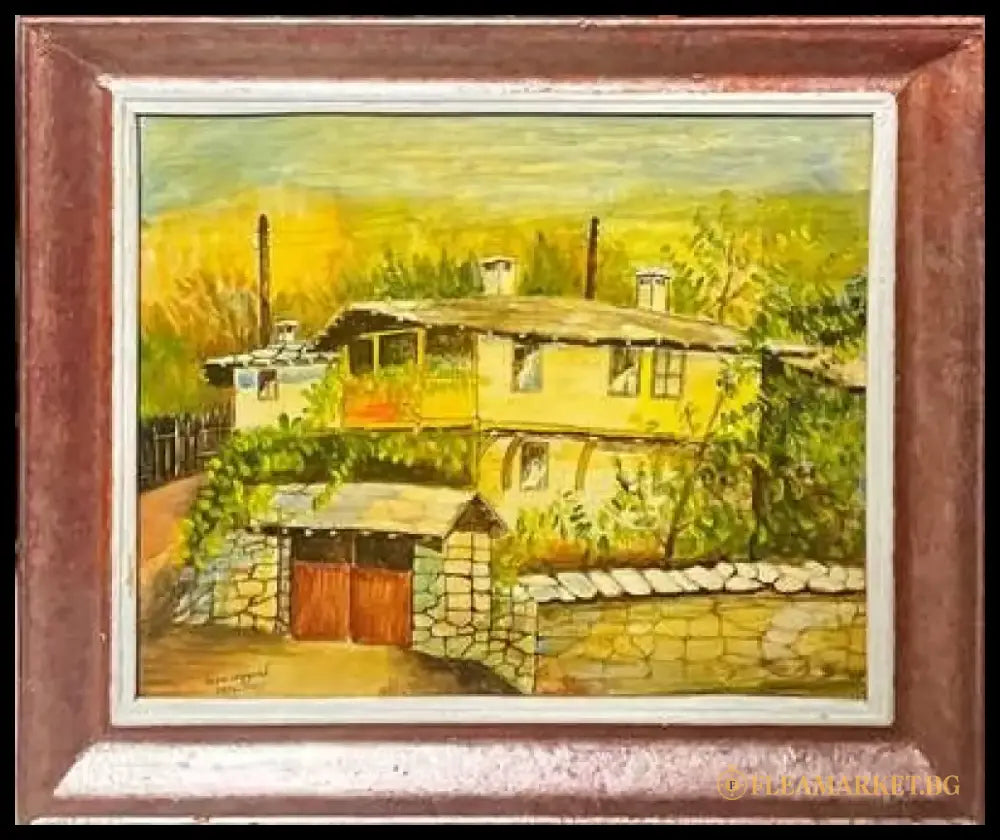 картина акварел картон в рамка - antique