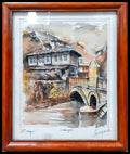 Картина акварел с рамка и стъкло - ’Етъра’ Димитър Лопарски - antique