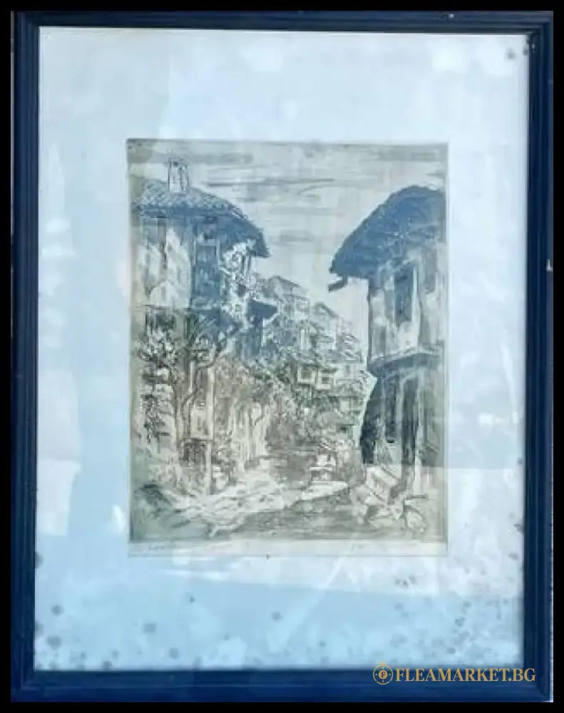 Картина офорт 9/10 в рамка - antique