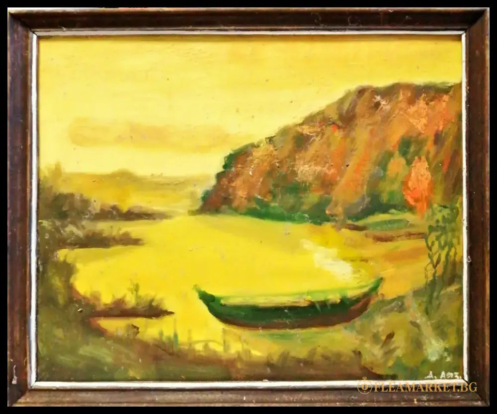 Картина върху фазер с рамка масло-Табаков - antique
