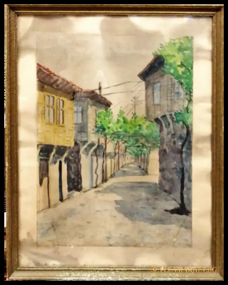 Картина върху картон с рамка акварел (330) - Картина