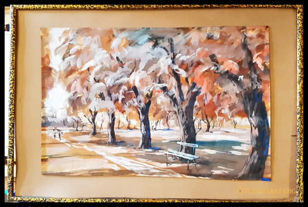 Картина върху картон с рамка акварел (372) - Картина