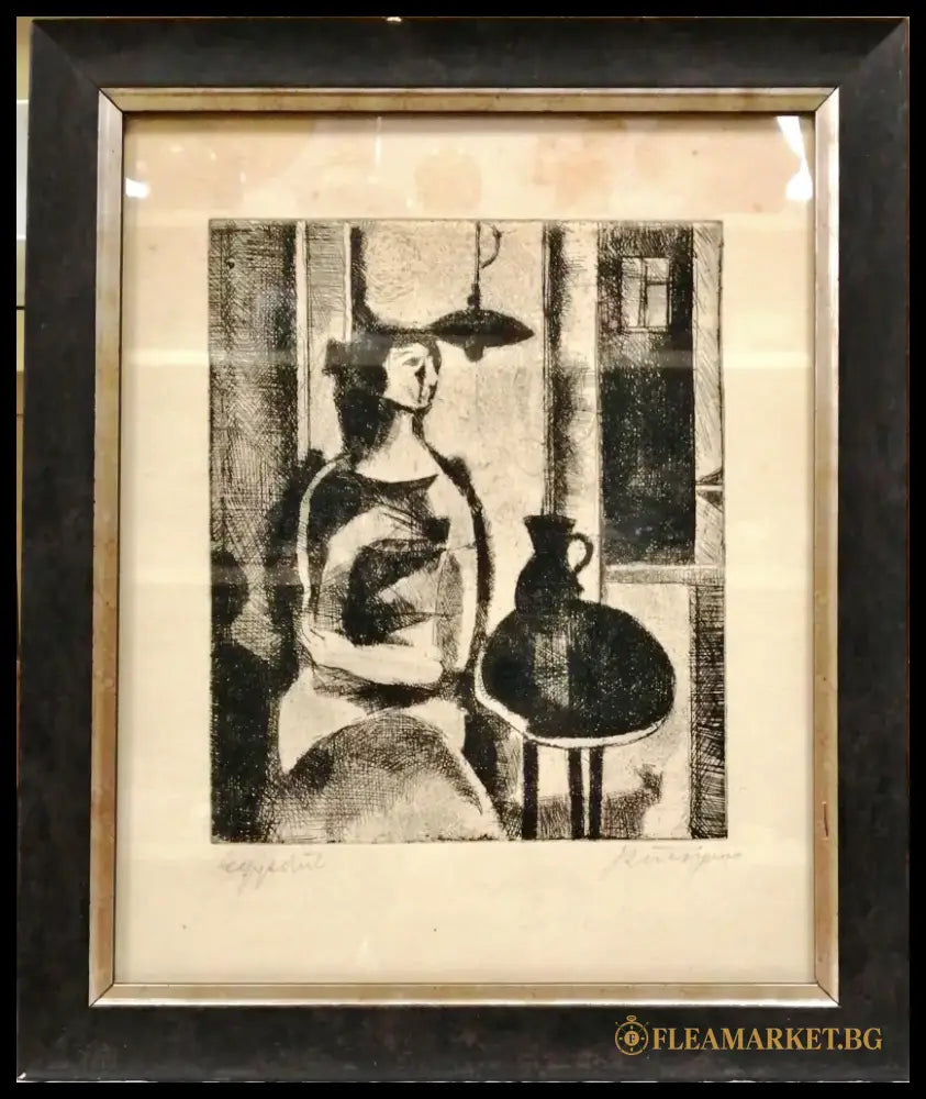 Картина върху картон с рамка графика - antique