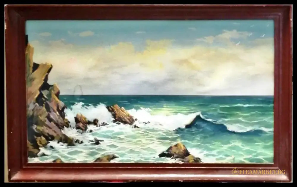 Картина върху картон с рамка масло - antique