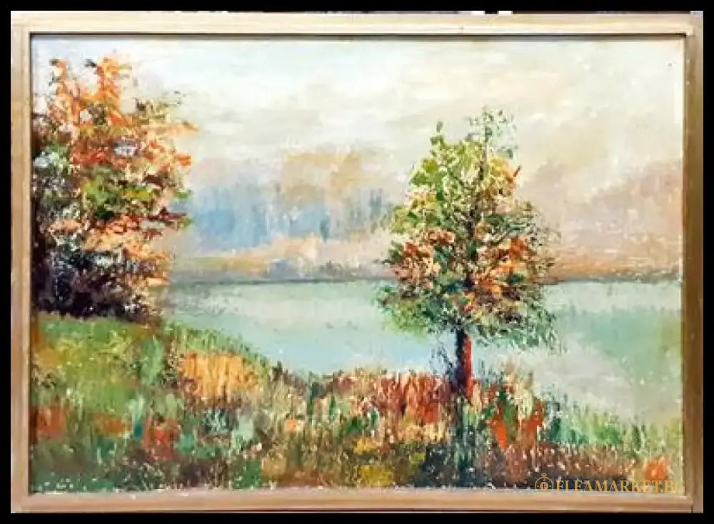 Картина върху плат масло - от 50-те год. - antique