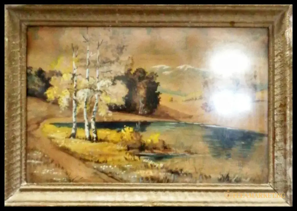 Картина върху платно с рамка акварел - С.К. - antique