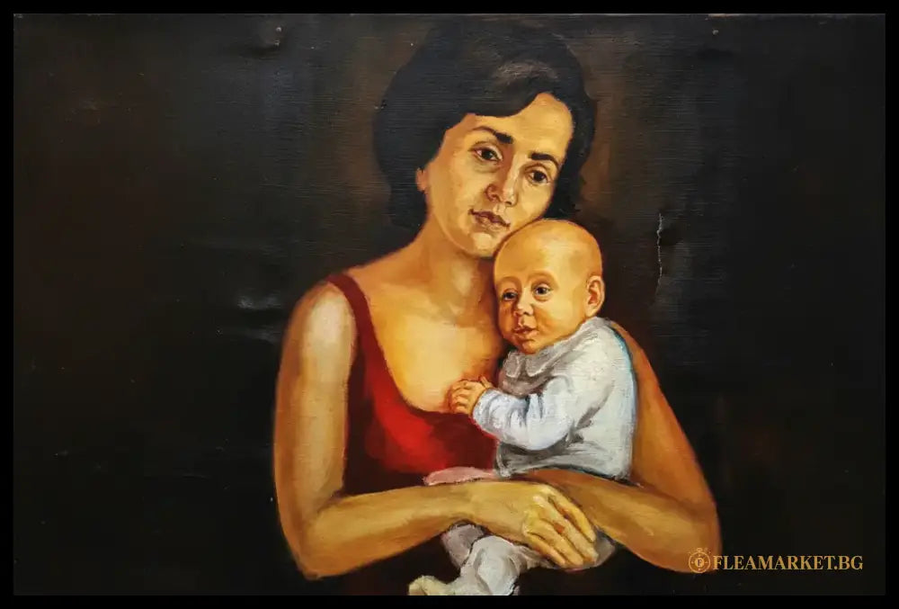 Портрет майка с дете, К. Петров — детайл дупка