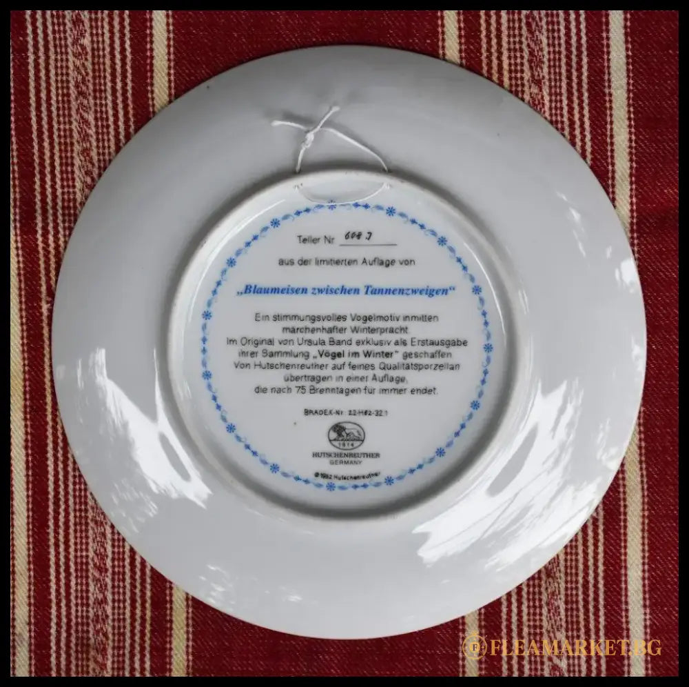 Колекционна чиния ’Vogel im Winter’ - ’Hutschenreuther’ - antique