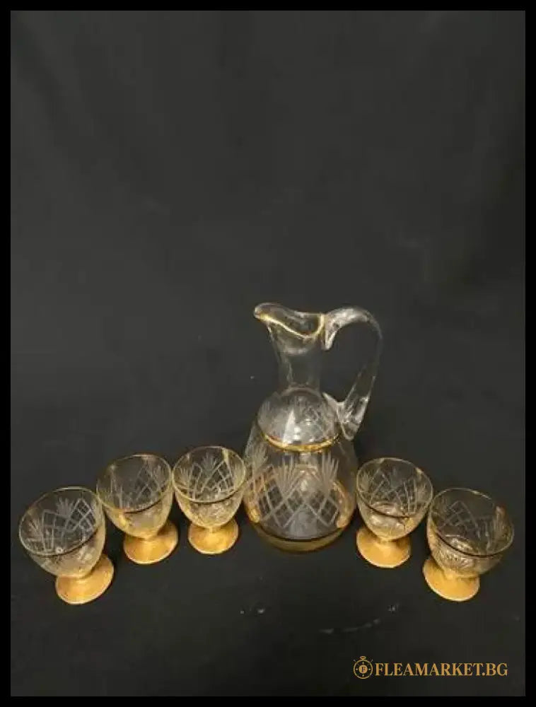 Комплект чаши за ракия и кана - antique