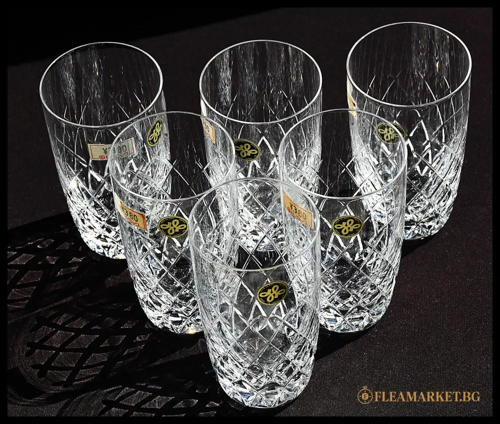 Комплект 6 кристални чаши Hoya Glass Works - изглед отстрани