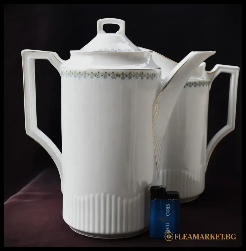 Комплект от голям старинен чайник и кана - KPM - antique