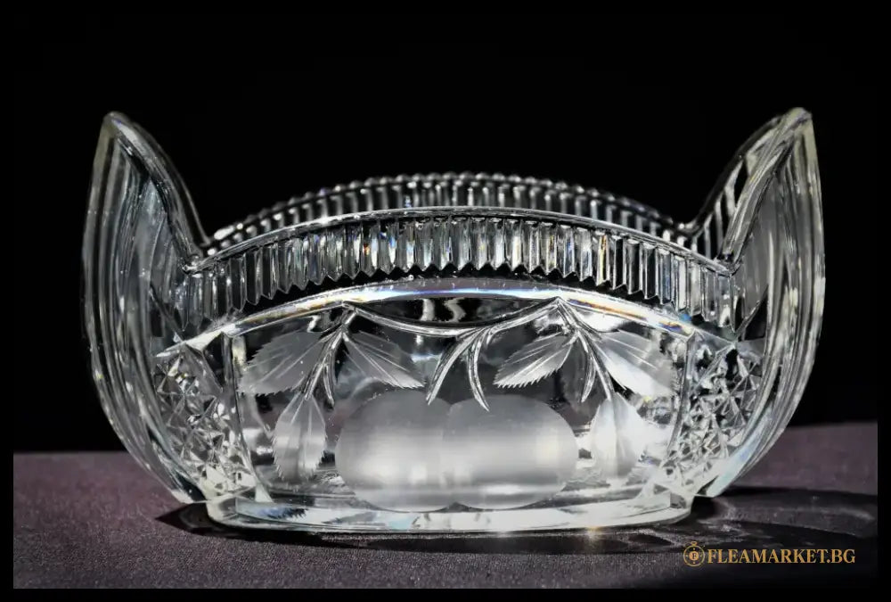 Кристална Арт Деко купа - ръчно гравирана - antique
