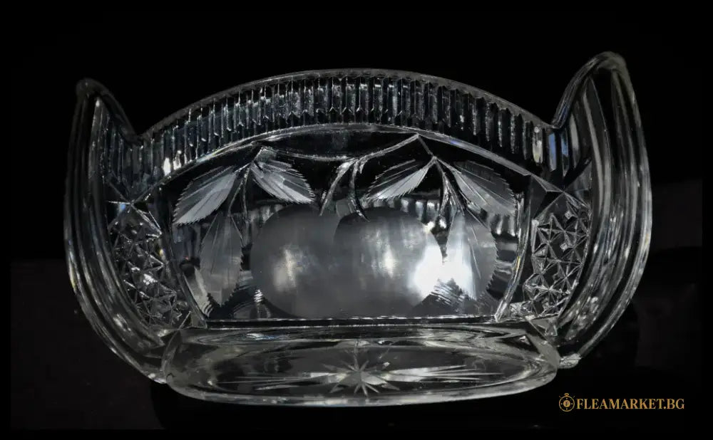 Кристална Арт Деко купа - ръчно гравирана - antique