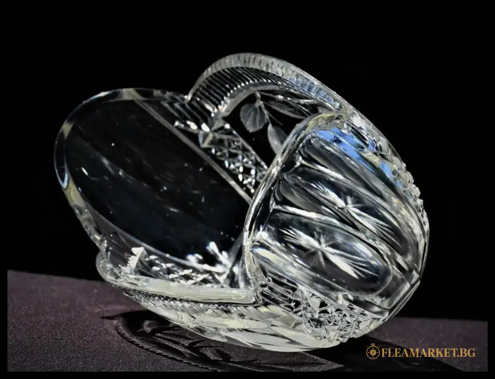 Кристална Арт Деко купа - ръчно гравирана - antique
