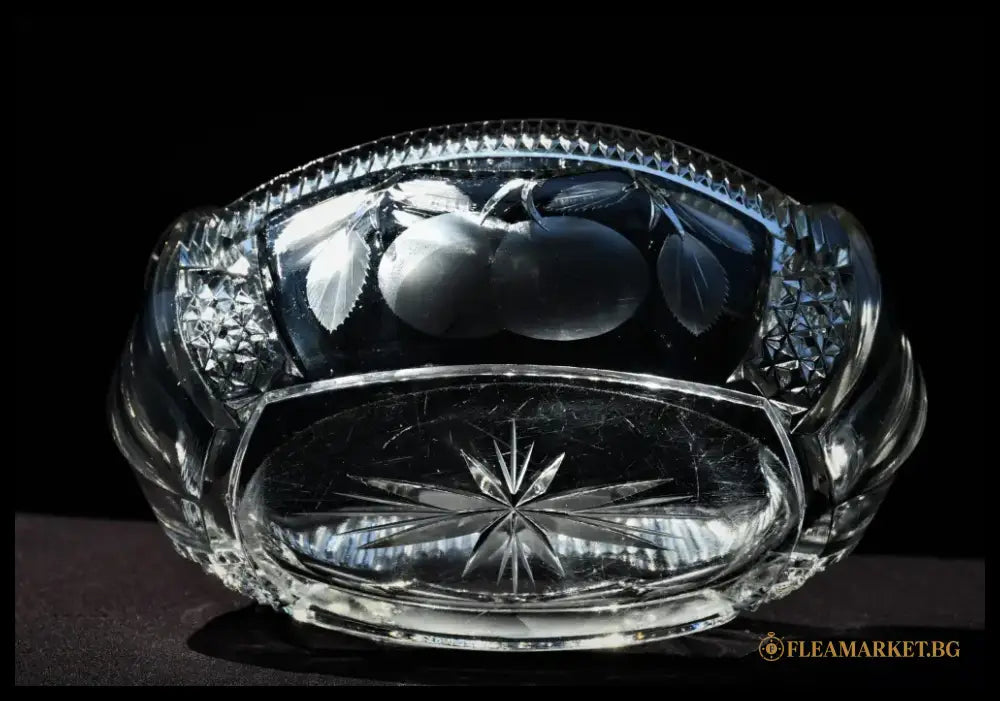 Кристална Арт Деко купа - ръчно гравирана - antique