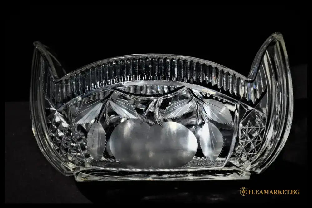 Кристална Арт Деко купа - ръчно гравирана - antique