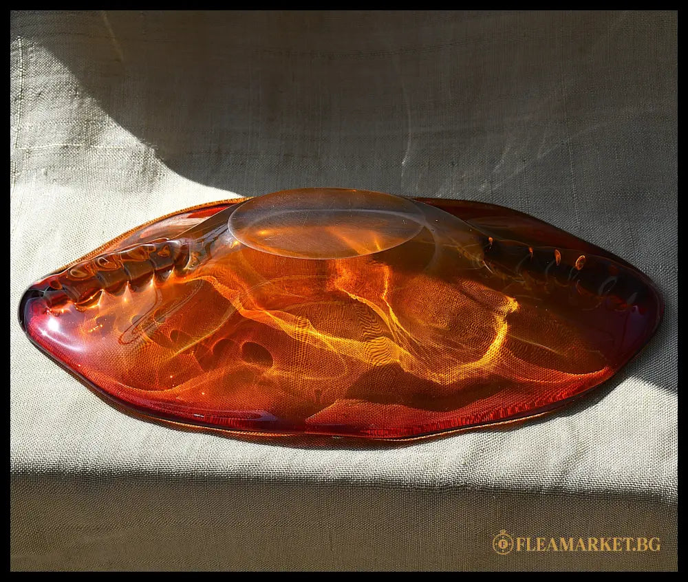 Купа/Фруктиера Mid-Century Modern арт стъкло България 1970-те (092107261636) - Веселин Стоянов - Антикварен предмет