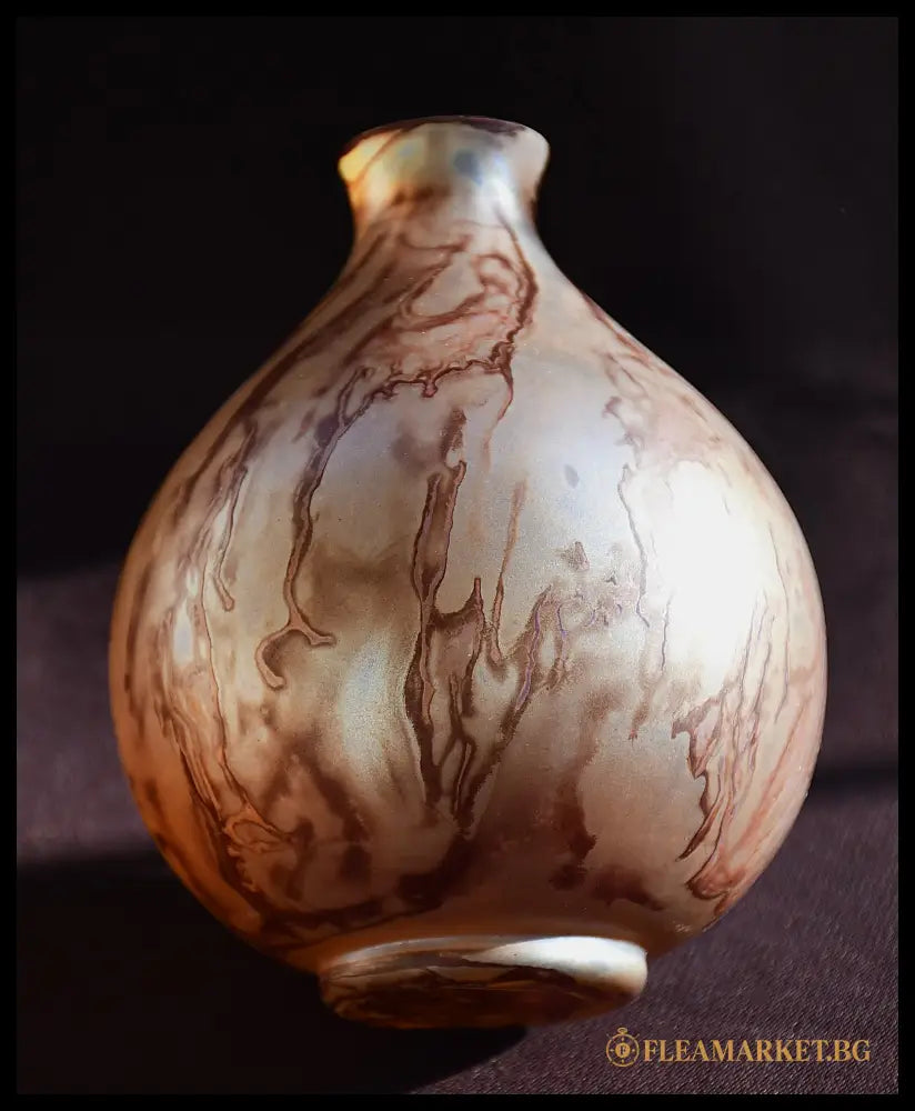 Loetz - малка ваза Art Nouveau иридесцентно стъкло Бохемия ранен 20-и век (092207261331) - Стъклена ваза