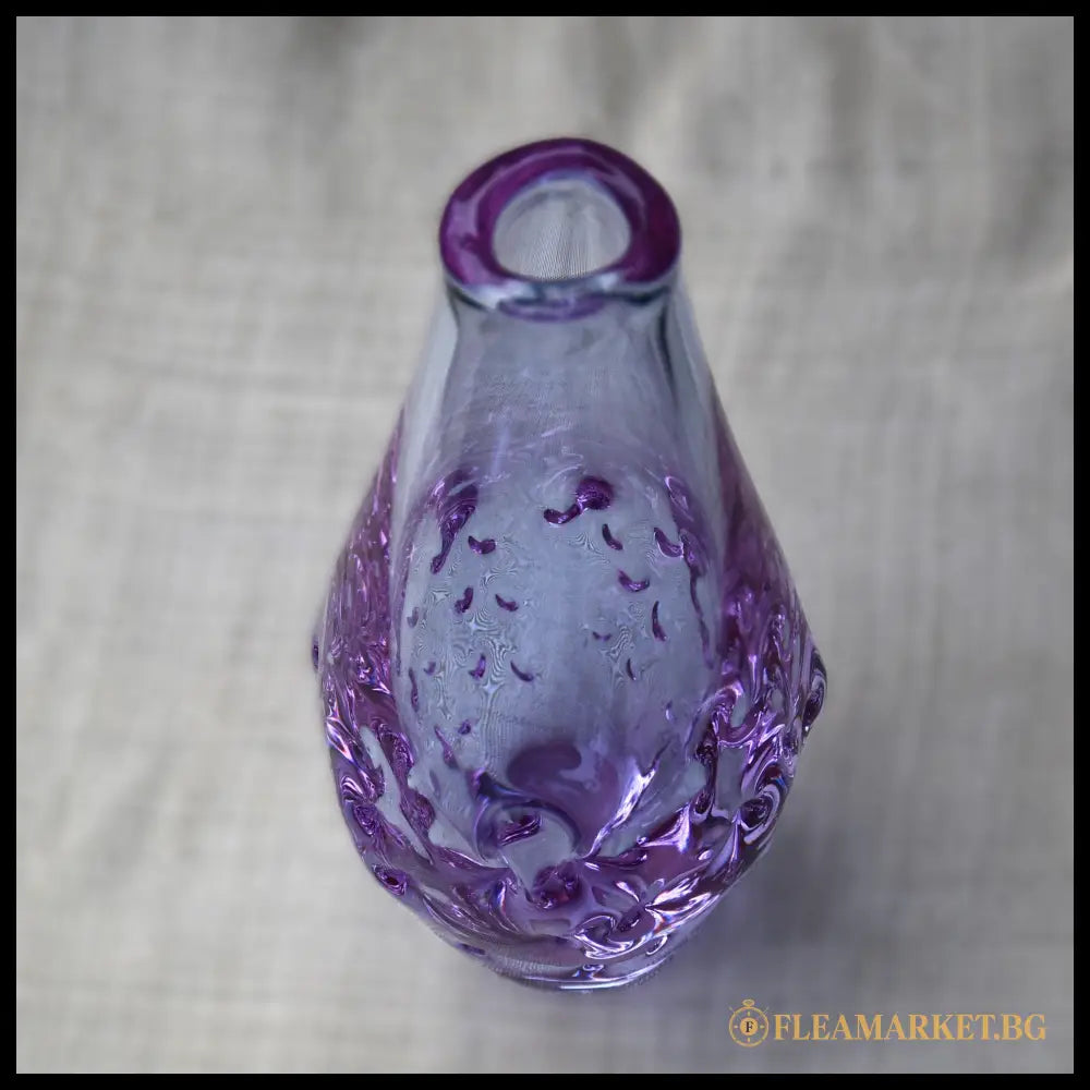 Милослав Клингер - авторска ваза неодимиево стъкло Zelezny Brod Glassworks Чехословакия 1960-те (092207265029)
