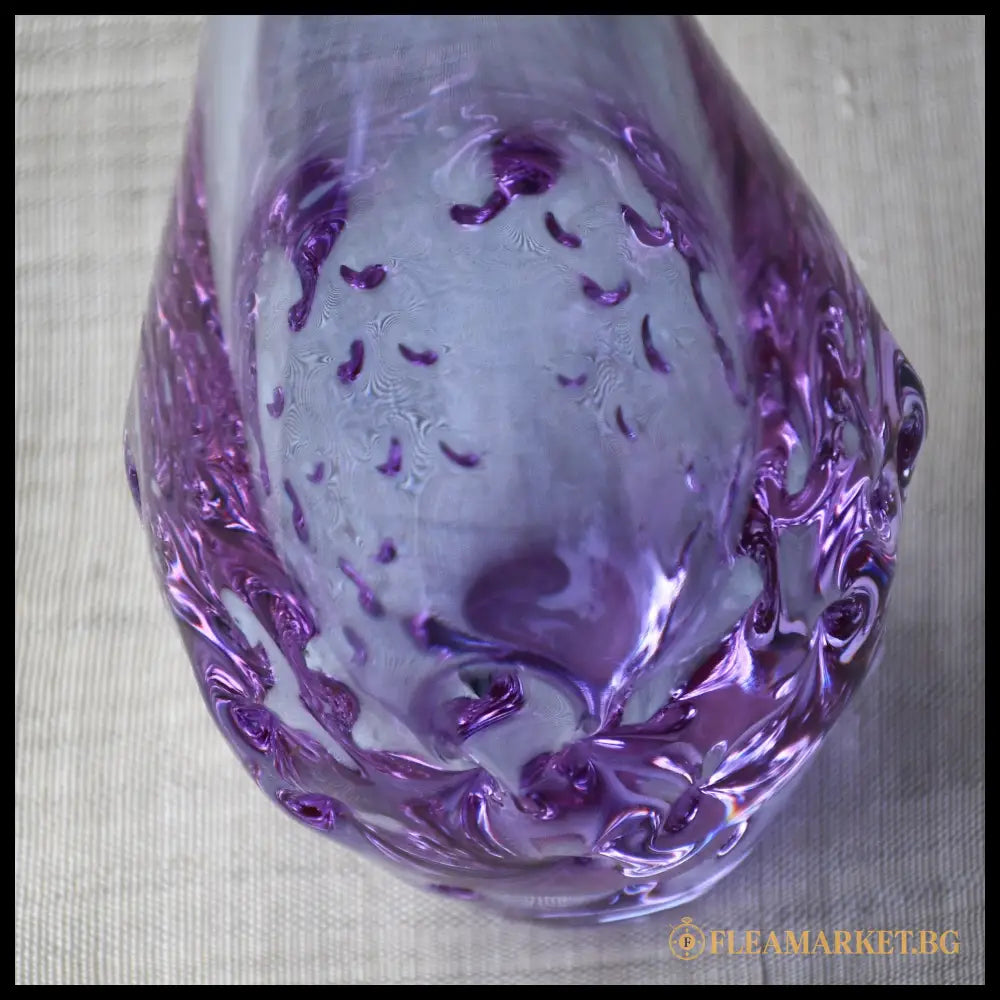 Милослав Клингер - авторска ваза неодимиево стъкло Zelezny Brod Glassworks Чехословакия 1960-те (092207265029)