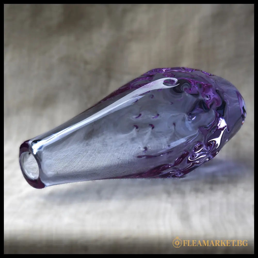 Милослав Клингер - авторска ваза неодимиево стъкло Zelezny Brod Glassworks Чехословакия 1960-те (092207265029)