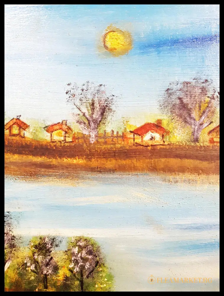 Наивистичен пасторален пейзаж с конник - масло (872905261206) - Картина
