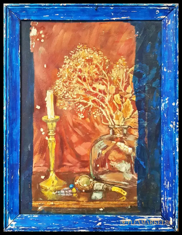 Натюрморт с лула и ваза- масло от неизвестен автор (1171) - Картина