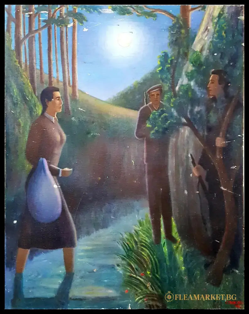 Нощна среща, масло от Г. Георгиев (1206) - Картина