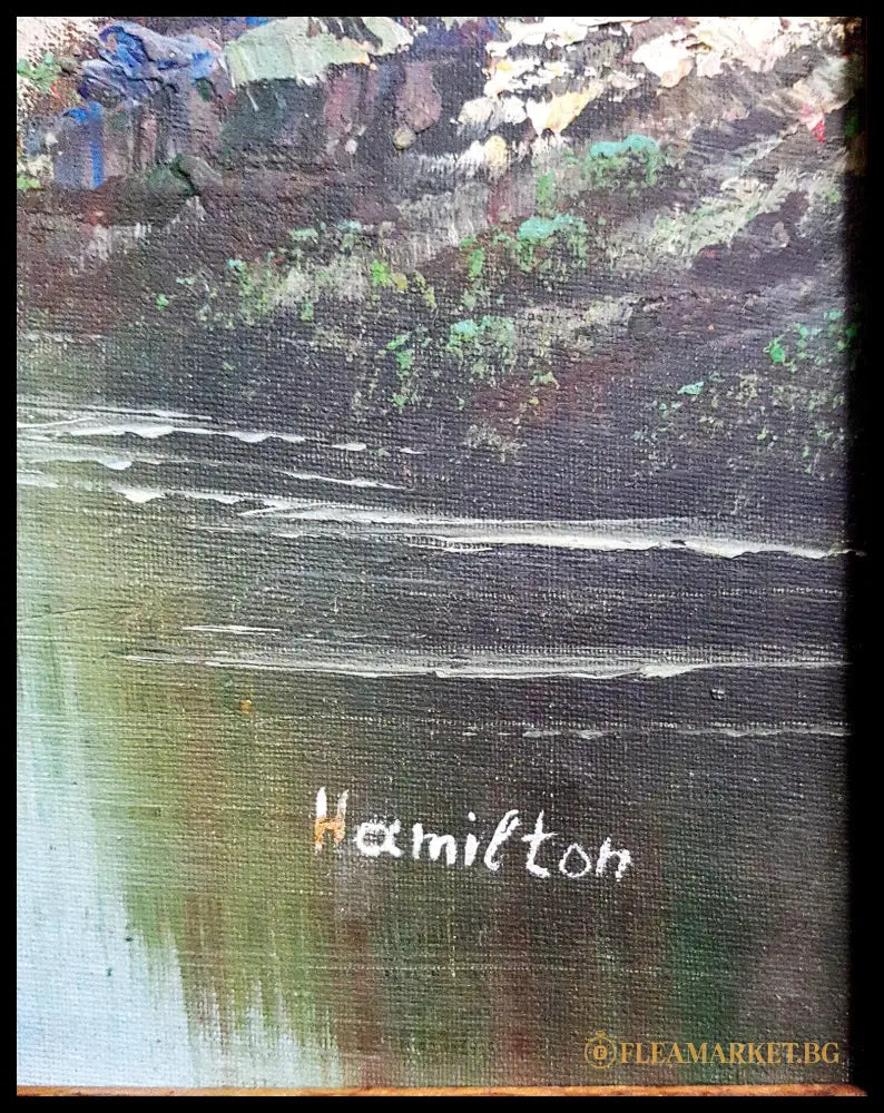 Пейзаж с дървета и река- масло (872805262043) - Hamilton - Картина