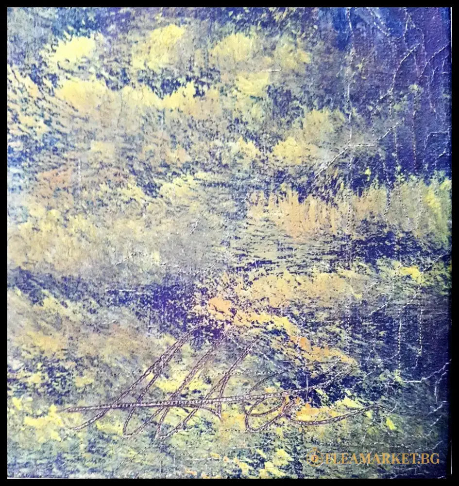 Пейзаж с езеро и лодка- масло от неизвестен автор (1216) - Картина