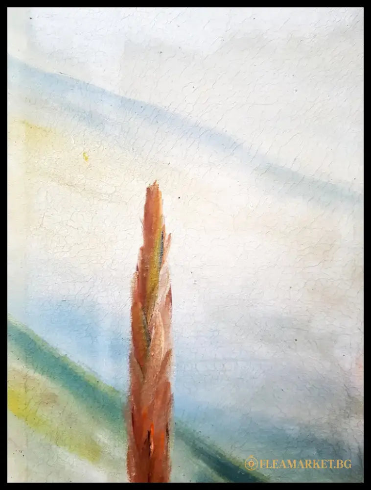 Пейзаж с езеро и тополи- масло. от Т. Русев- 1968 година (1209) - Картина