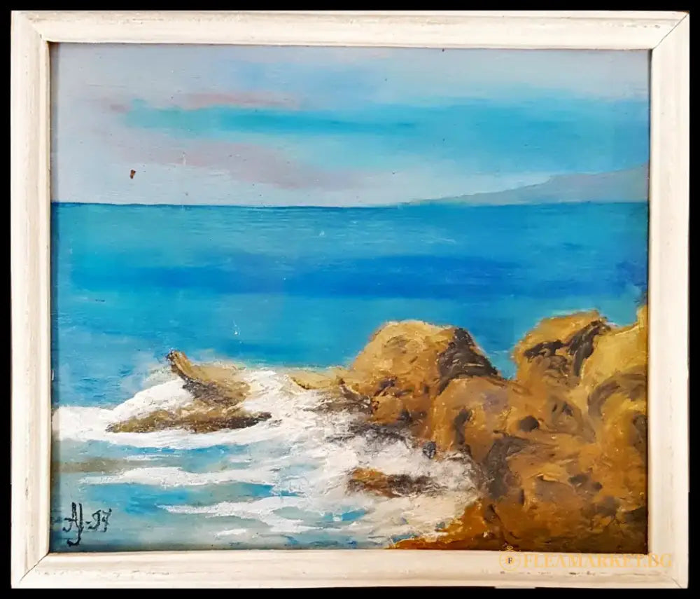 Пейзаж с морски скали, масло от неизвестен автор (1074) - Картина