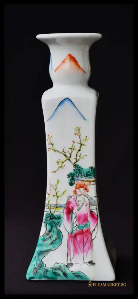 Ръчно рисуван китайски свещник - antique
